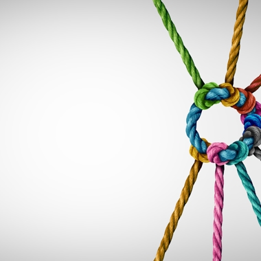 Different colored ropes tied together to form a circle