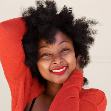 woman with curly hair