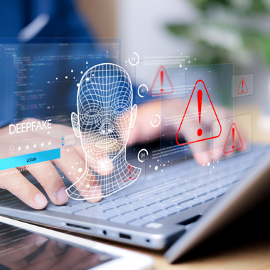Deepfake concept, Facial tracking, detection and recognition technology, Security system. Cyber security and Security password login online concept.