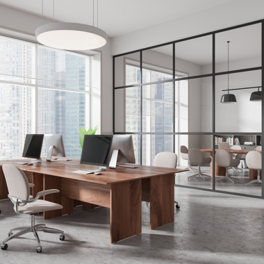 A clear, bright, clean office space
