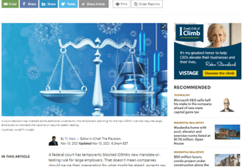 Christina Hynes Mesco Quoted in the Business Journals on Osha Rule Changes