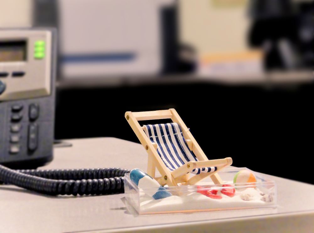 small beach set on desk