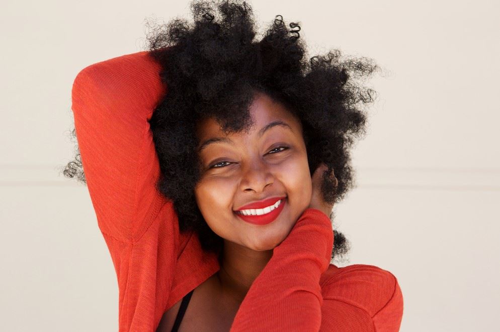 woman with curly hair