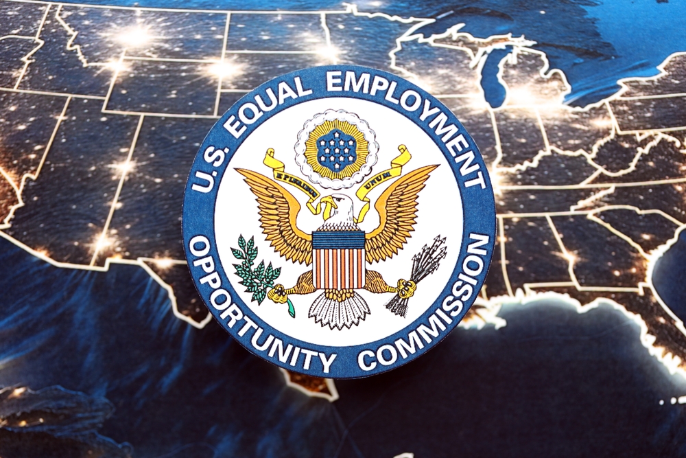 Seal of the EEOC against a backdrop of the United States